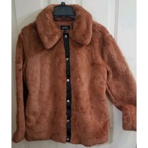 MOD'X FAUX FUR SHELL COAT SIZE SMALL COLOR BROWN